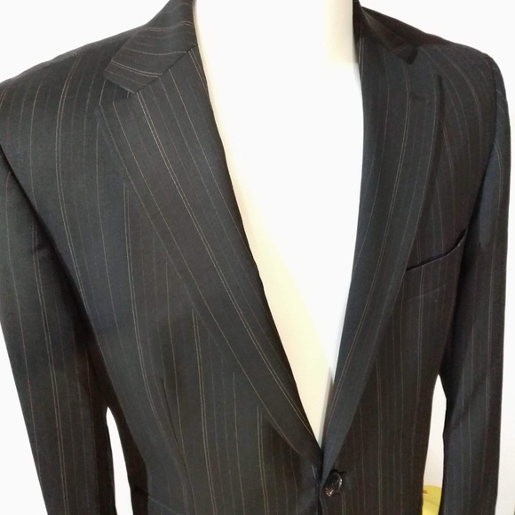 Awesome HUGO BOSS Brown Gold Pinstripe Suit sz 40R - Picture 3 of 8
